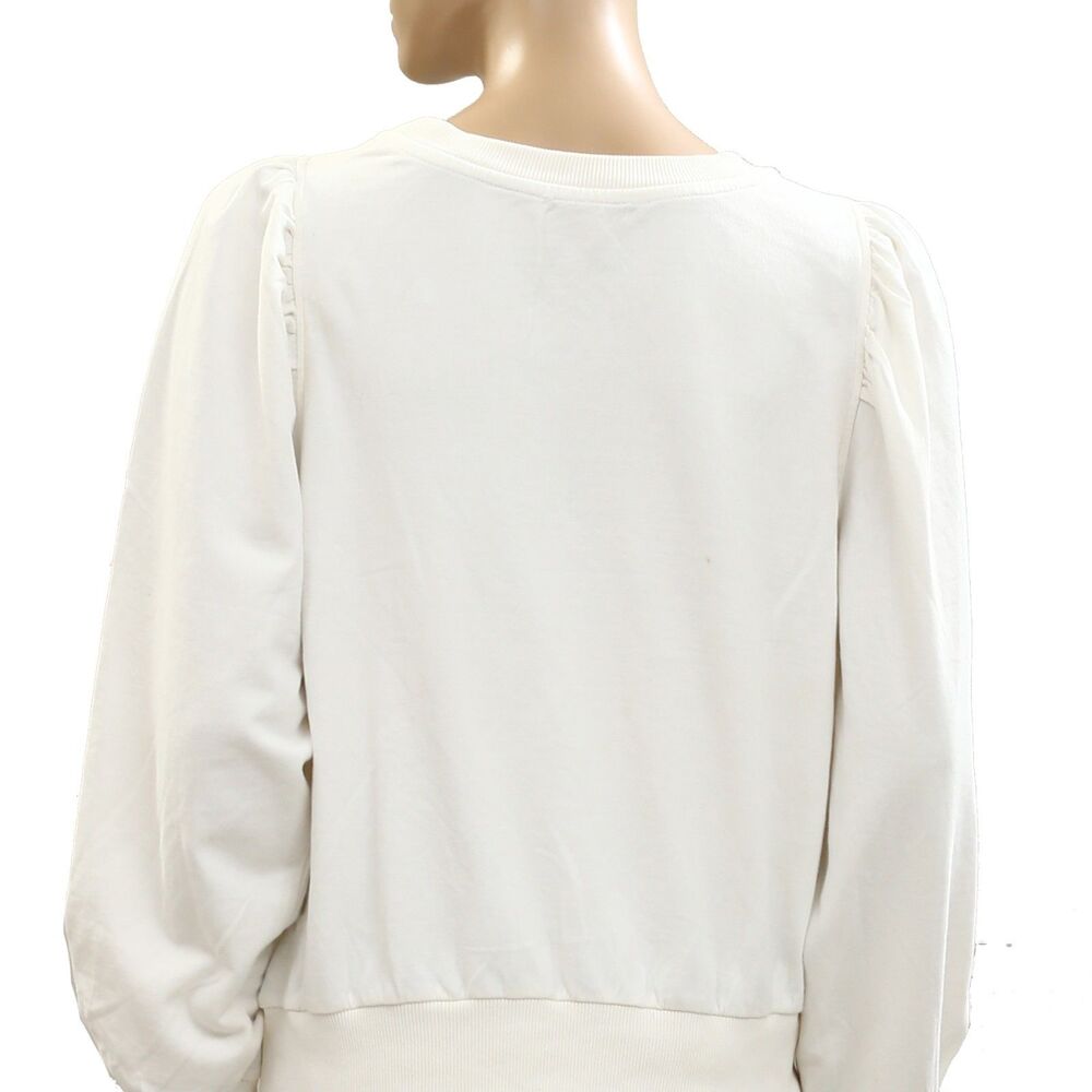By Anthropologie Embroidered Sweatshirt Top Floral Long Sleeve Cotton L 285600 - Picture 7 of 8